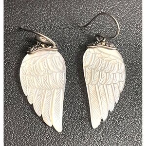 ROSS SIMONS‎ Sterling Silver Earrings Angel Wing Mother of Pearl MOP 18K 925